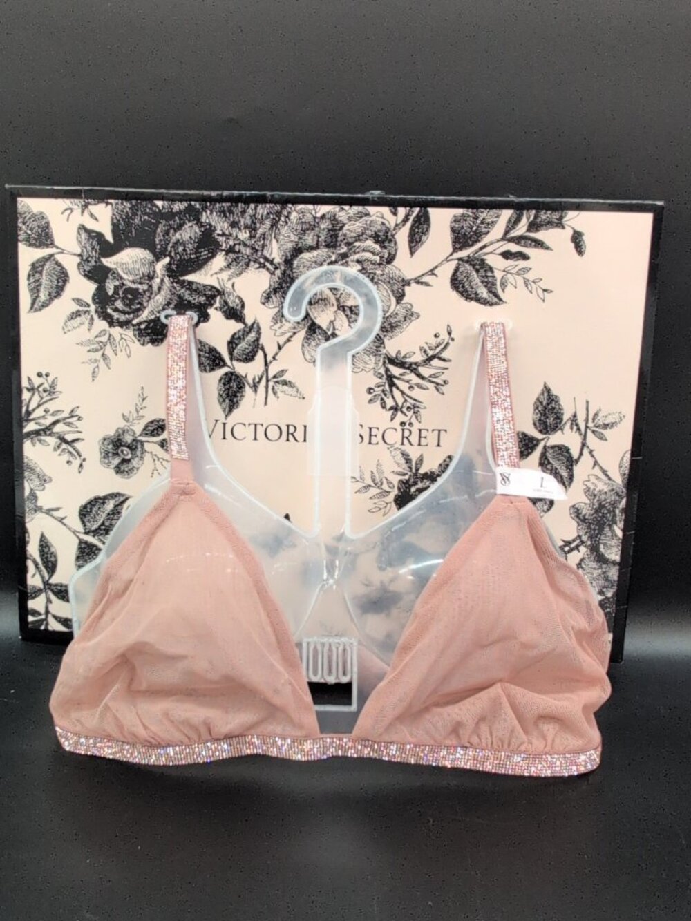 Victoria's Secret Very Sexy Sheer Shine Triangle Bralette Large Beige NWT